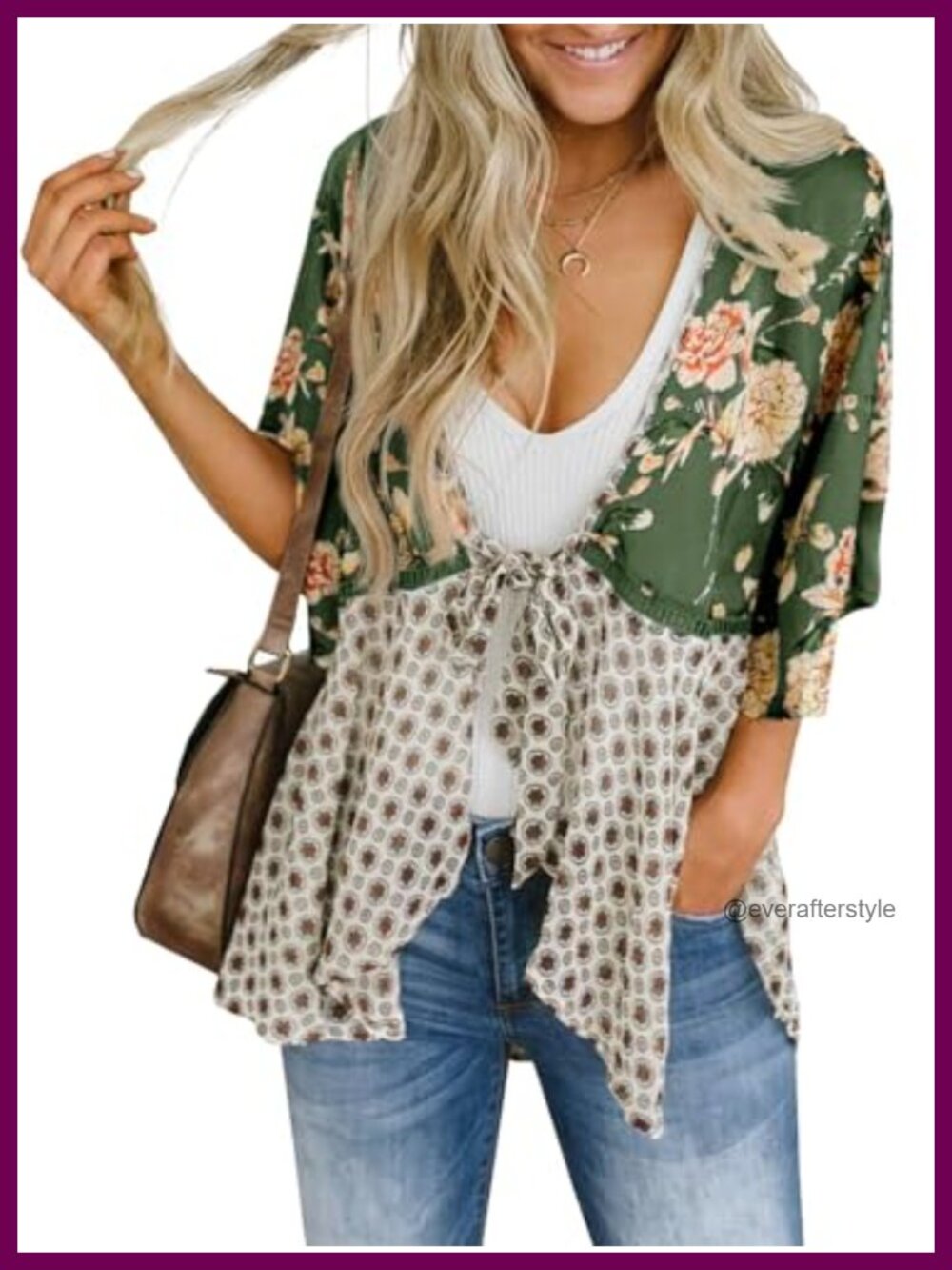 Womens Tie Front Kimono Cardigan Flowy Summer Beach Cover Up